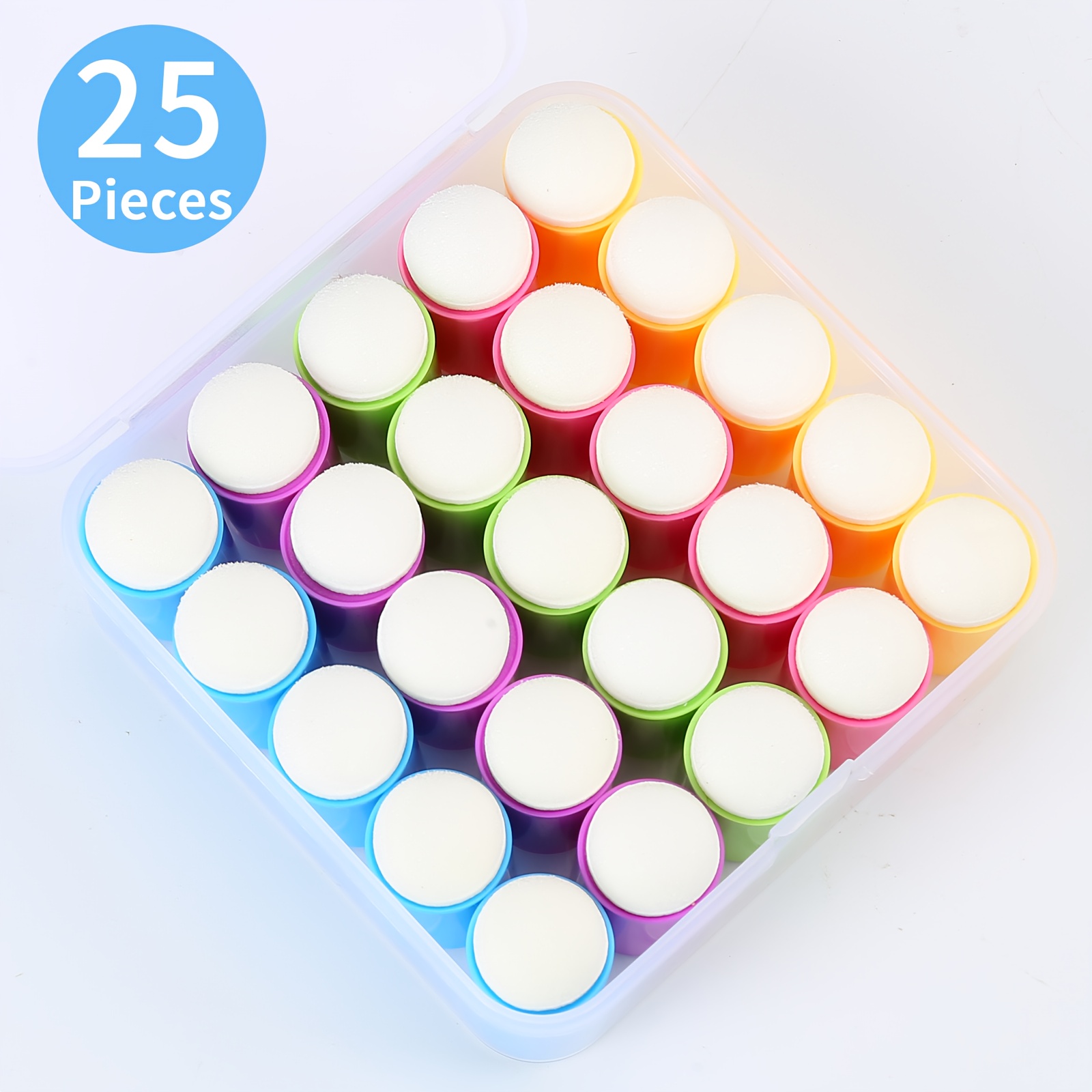 TEMU Set Of 25 Finger Sponge Daubers With A Storage Box, Ideal For Painting, , Card Creation, Drawing, And Crafts. Professional Artistic Applications