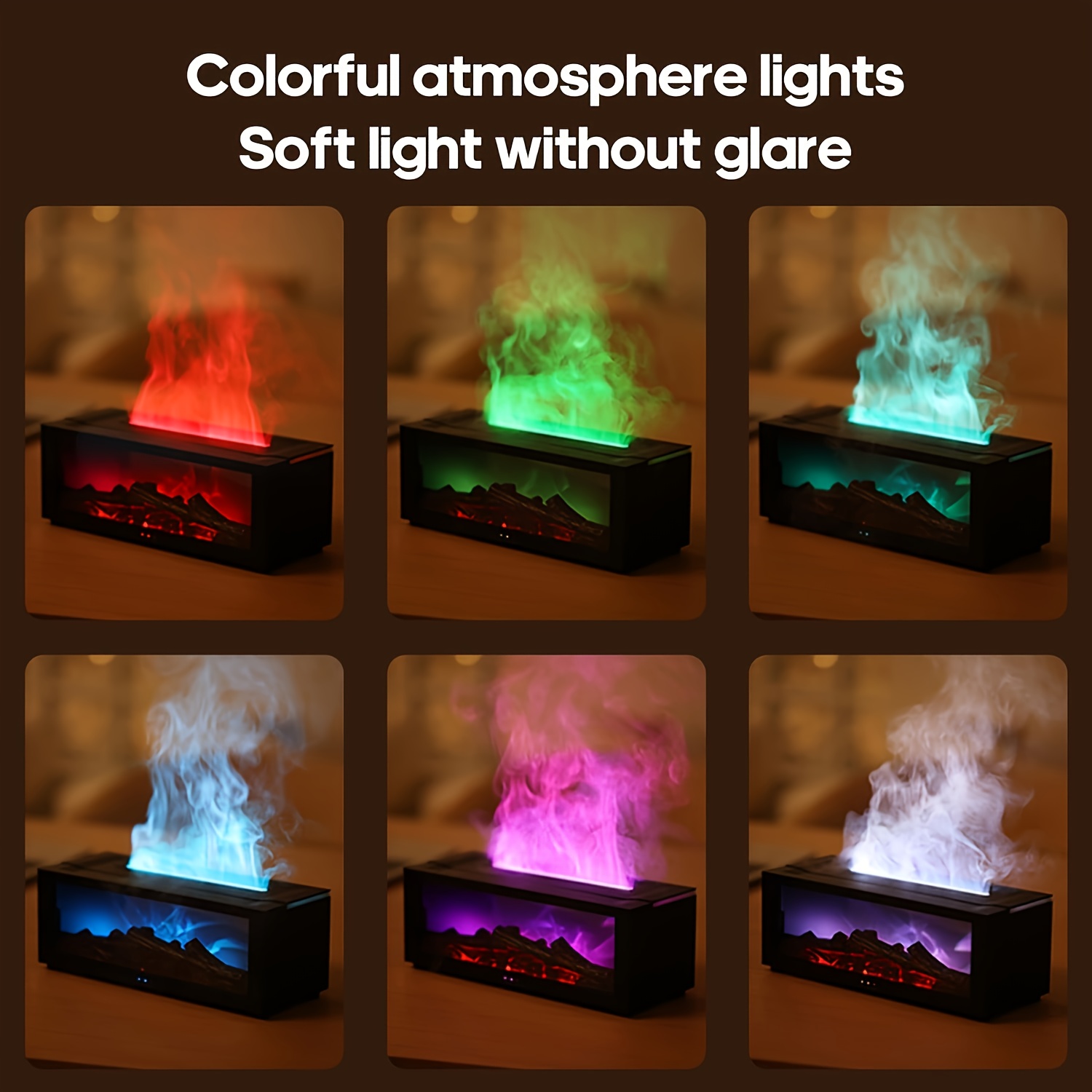 7 color fireplace humidifier wall mounted fireplace air diffuser humidifier with 7 adjustable colors usb plug 10 ideal for home bedroom office and yoga Product details 7