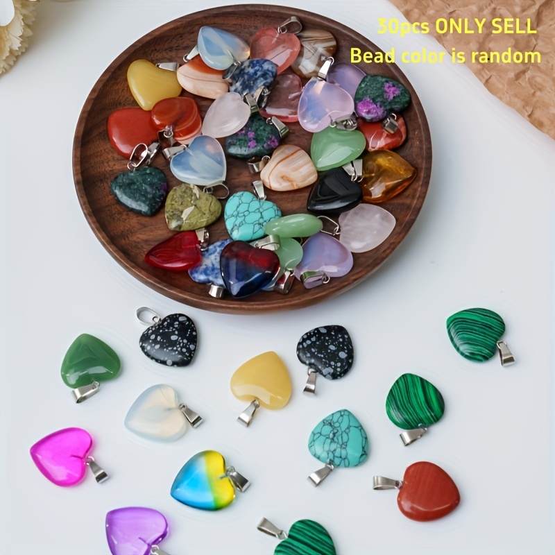 Image of 30pcs Assorted Color Crystal Heart Pendants, Mixed Color Bulk Crystal Charms, Suitable For Diy Necklaces, Earrings, Bracelets, And Jewelry Making