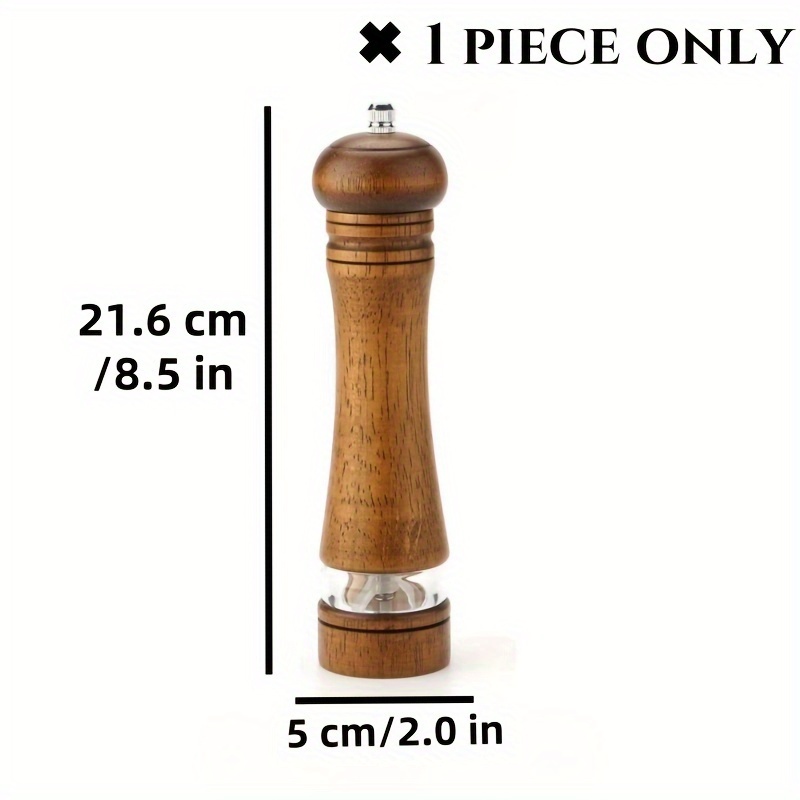 TEMU Premium Oak Manual Pepper Grinder - 8