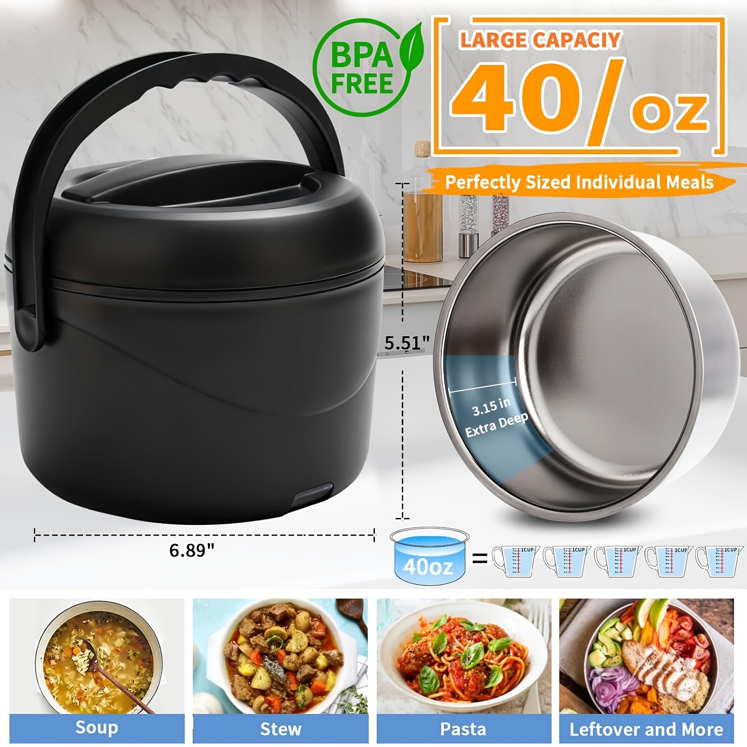 1.2l Heated Lunch Box Suitable For Car, Office, Camping, Road Trip - Portable Food Warmer With Fast Heating, Leakproof Container, Dishwasher Pp Lid & , Plug-in For And -the- Meals