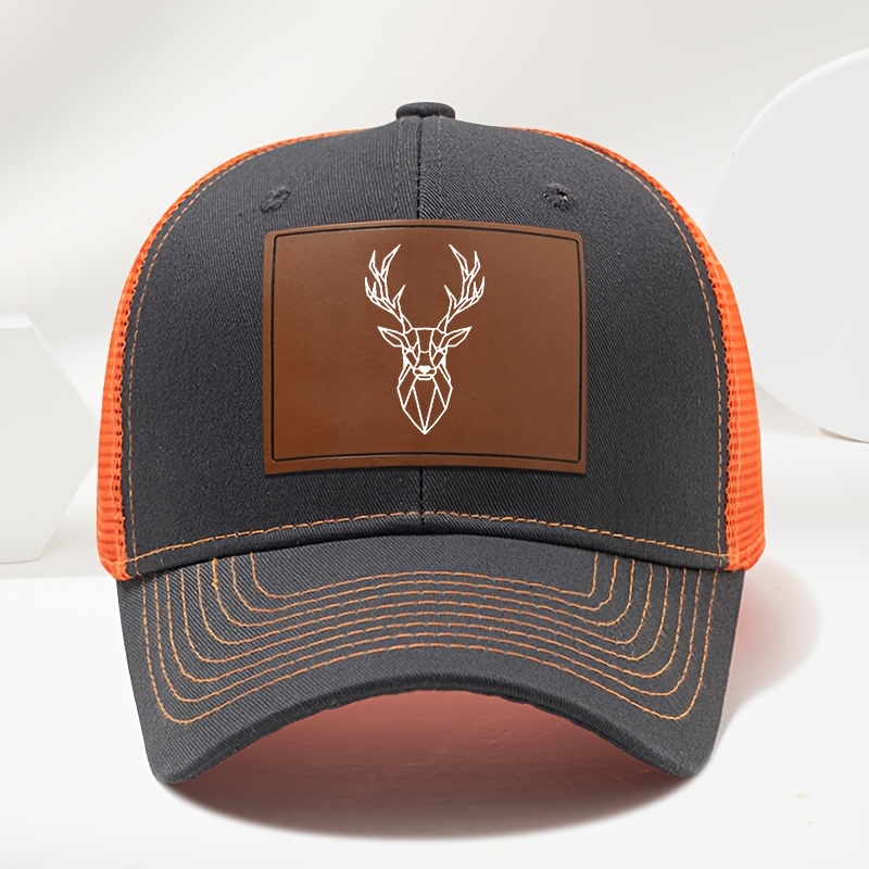 TEMU Men's Sports Outdoor Deer Head Print Baseball Cap Hip Hop Duckbill Cap Casual Fashion Mesh Cap Unisex Outdoor Party Trucker Hat