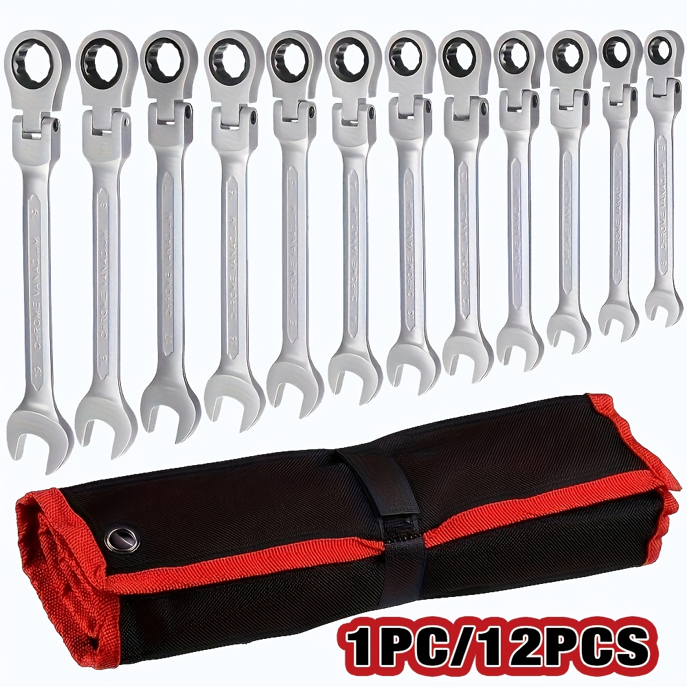 

1/12pcs Ratchet Wrench 6-19mm Opening Clover Wrench Multifunctional Wrench Multi-style Set Quick Mechanical Repair Car Wrench