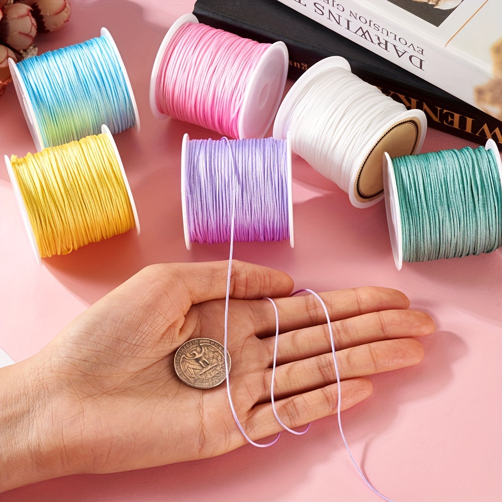 TEMU 6 Rouleaux de Cordon de Nœuds Chinois en Nylon 6 Couleurs, Couleurs Mélangées 0,8 mm, 40 /rouleau, 1 Rouleau par Couleur, pour Fabrication de