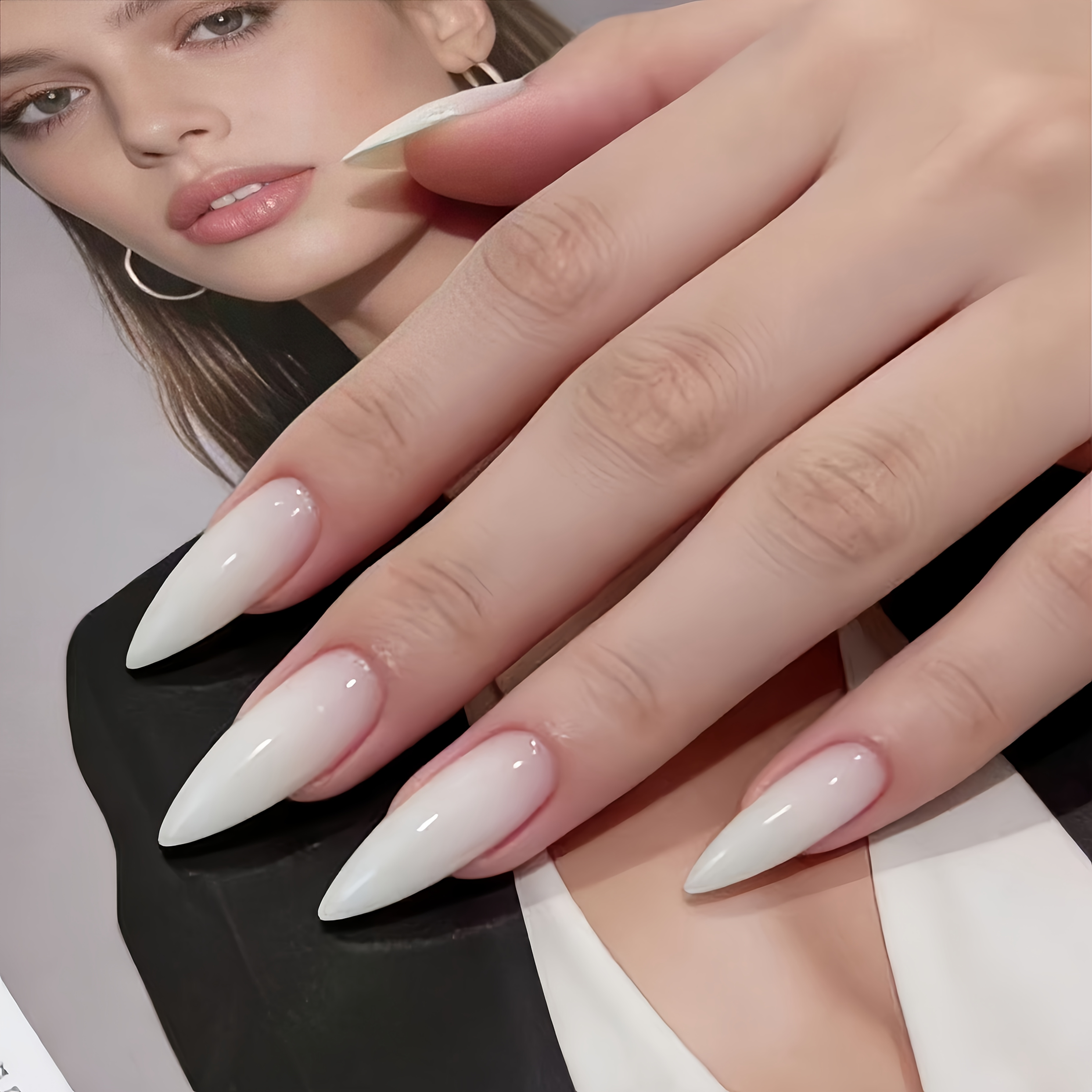 TEMU 31pcs Set: 30 Press-on Nails + 1 Nail File, Small Almond Shape Glossy Fake Nails, Machine-made, , Surface, Small Almond Fake Nails, Suitable For