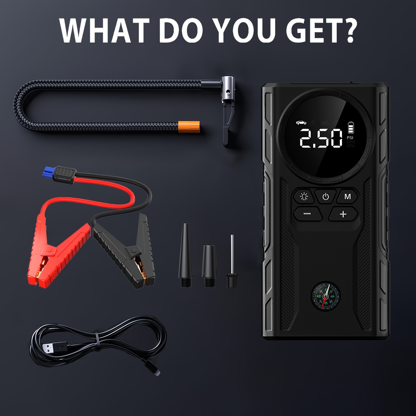 TEMU Car Jump Starter , Jump Pack (up To 8l Gas & 7l Engines), 29800mah Battery Jumper Starter Portable 12v Car Emergency Battery Booster With Led Flashlight