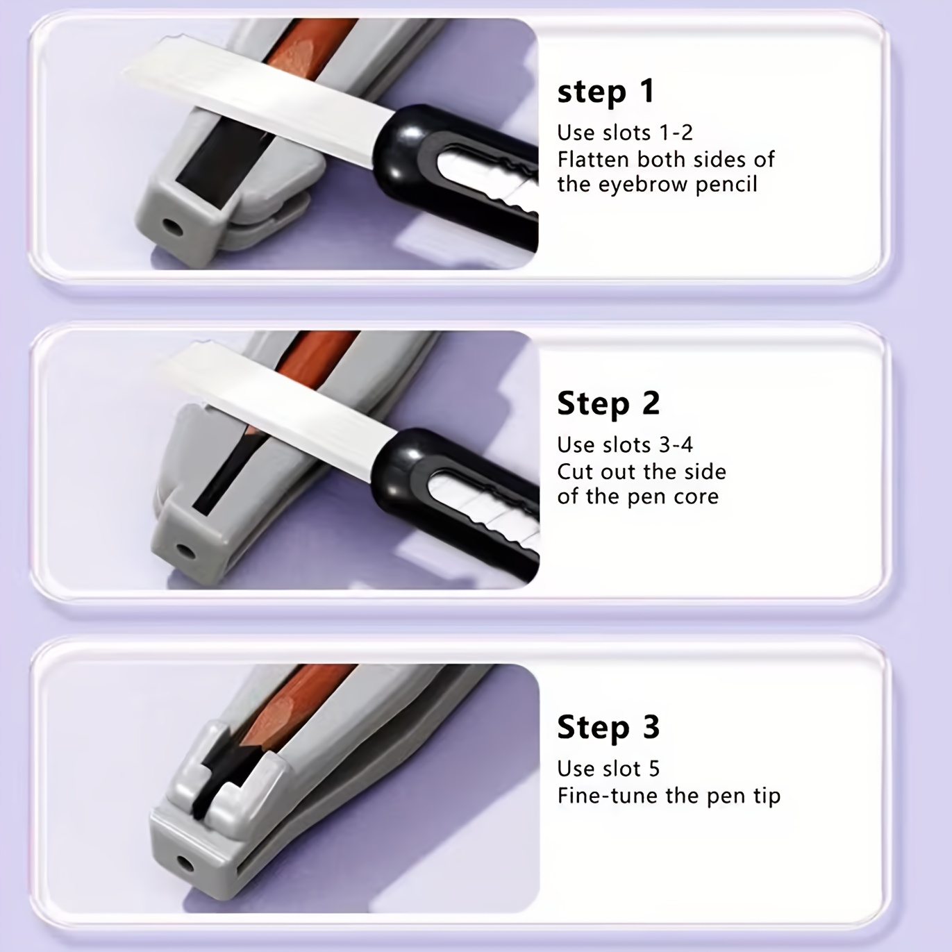 1pc/3pc/5pc眉笔削笔辅助器，鸭嘴眉笔削笔器，初学者砍刀眉笔削笔神器，防断裂眉笔削笔工具 商品详情 9