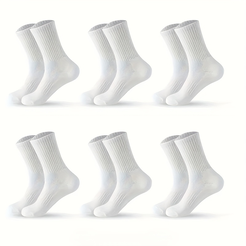 

6pcs Men's Breathable Crew Socks - Odor-resistant, Moisture-wicking, Stretchy Athletic & Casual Wear