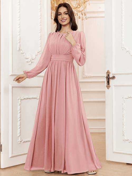 p373 french dynamic and flowing a line dress with waist cinching and flared hem suitable for dates dinners and weddings for women and bridesmaids