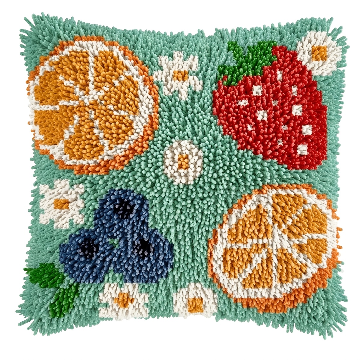 Handmade Pillow Latch Hook Kit with Fruit Pattern