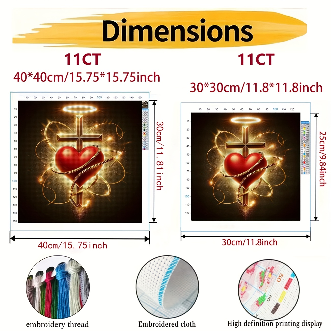 Cross-Stitch Kit Featuring Red Heart Wrapped in Crosses