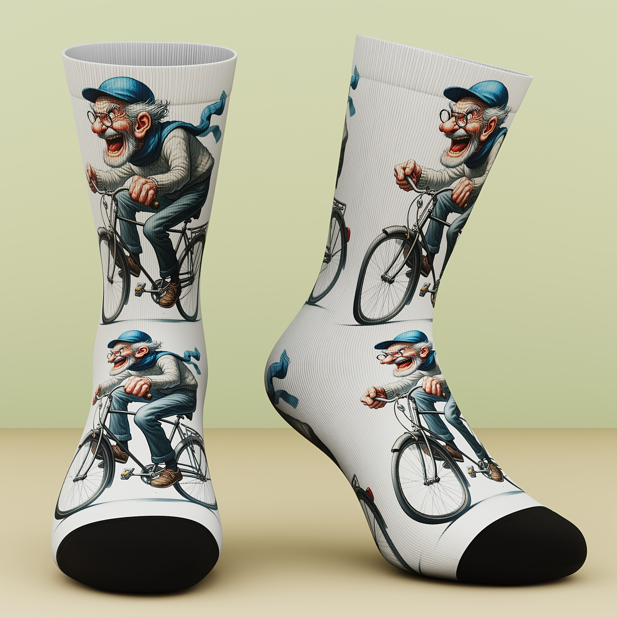 TEMU Une paire de chaussettes unisexe à thème cycliste avec des originaux et amusants, idéales pour les loisirs air et . Une chaussette confortable