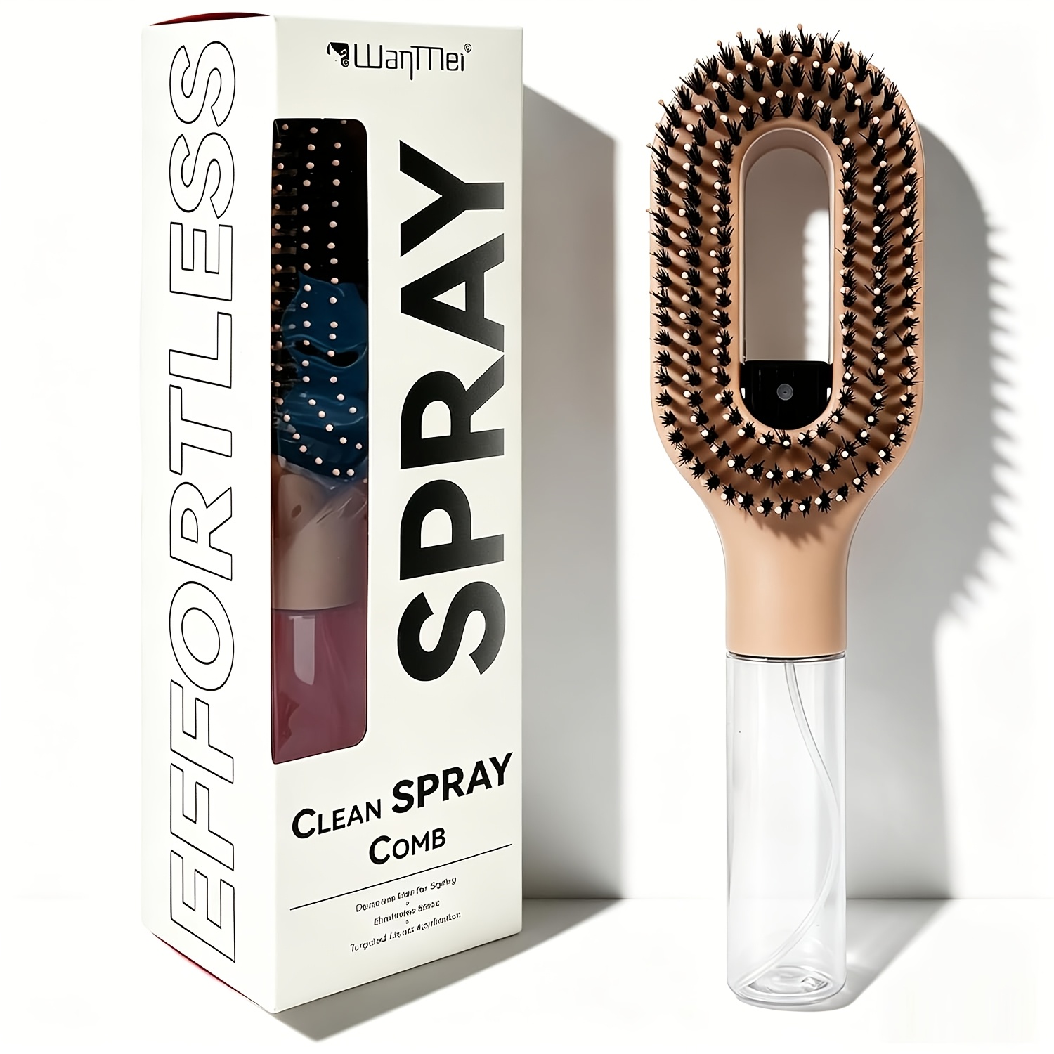 TEMU 2-in-1 Bristle And Nylon Hairbrush - Innovative Hair Mist And Brushing Tool For Wet And Dry Hair Styling - No- Bristles, Convenient Water
