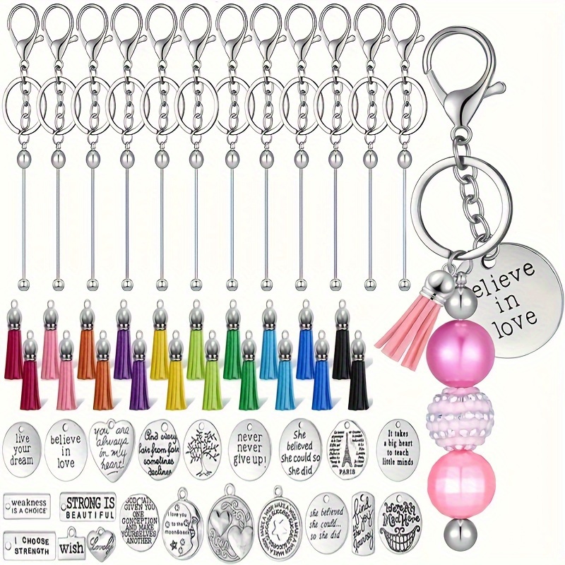 

25pcs Diy Inspirational Keychain Kit Silvery Alloy , & Lettering For Jewelry