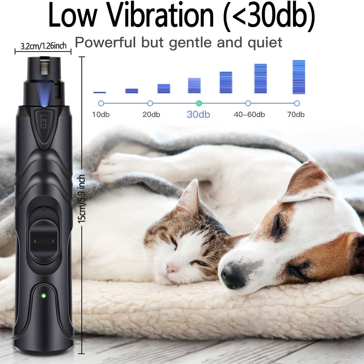 USB Şarj Edilebilir Evcil Hayvan Tırnak Makası & Taşlama - Sessiz, Güvenli Tüyleme Aracı Köpekler ve Kediler için
