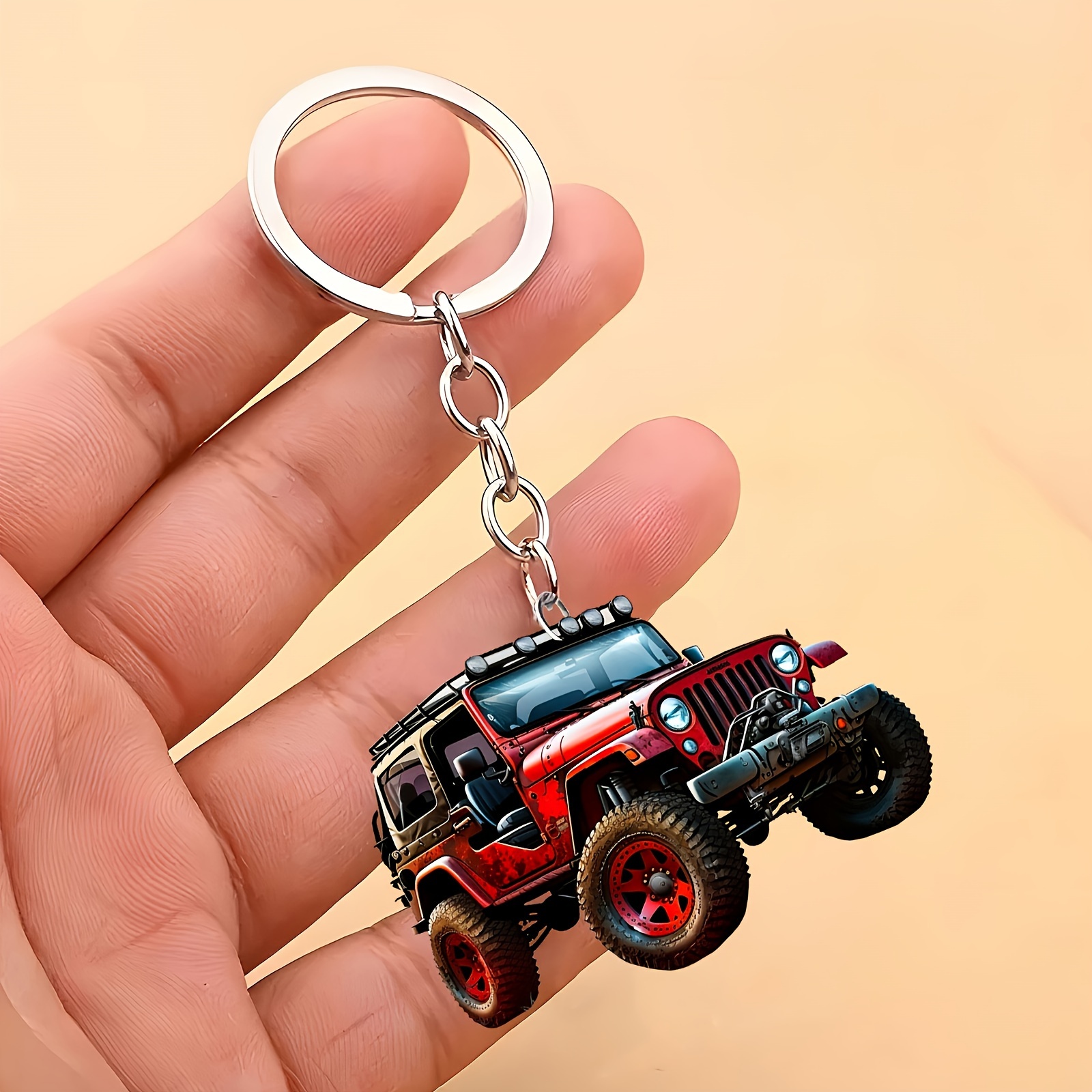 

1pc Classic Red Wrangler For Jeep Acrylic Keychain - The Perfect Gift For Christmas, Easter, Thanksgiving And