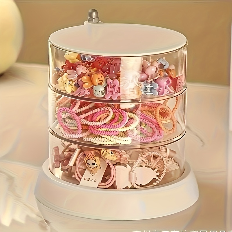   tier rotating storage box multi layer plastic hair accessory and jewelry organizer anti oxidation no power needed   use perfect gift for 17 festivals Product details 4