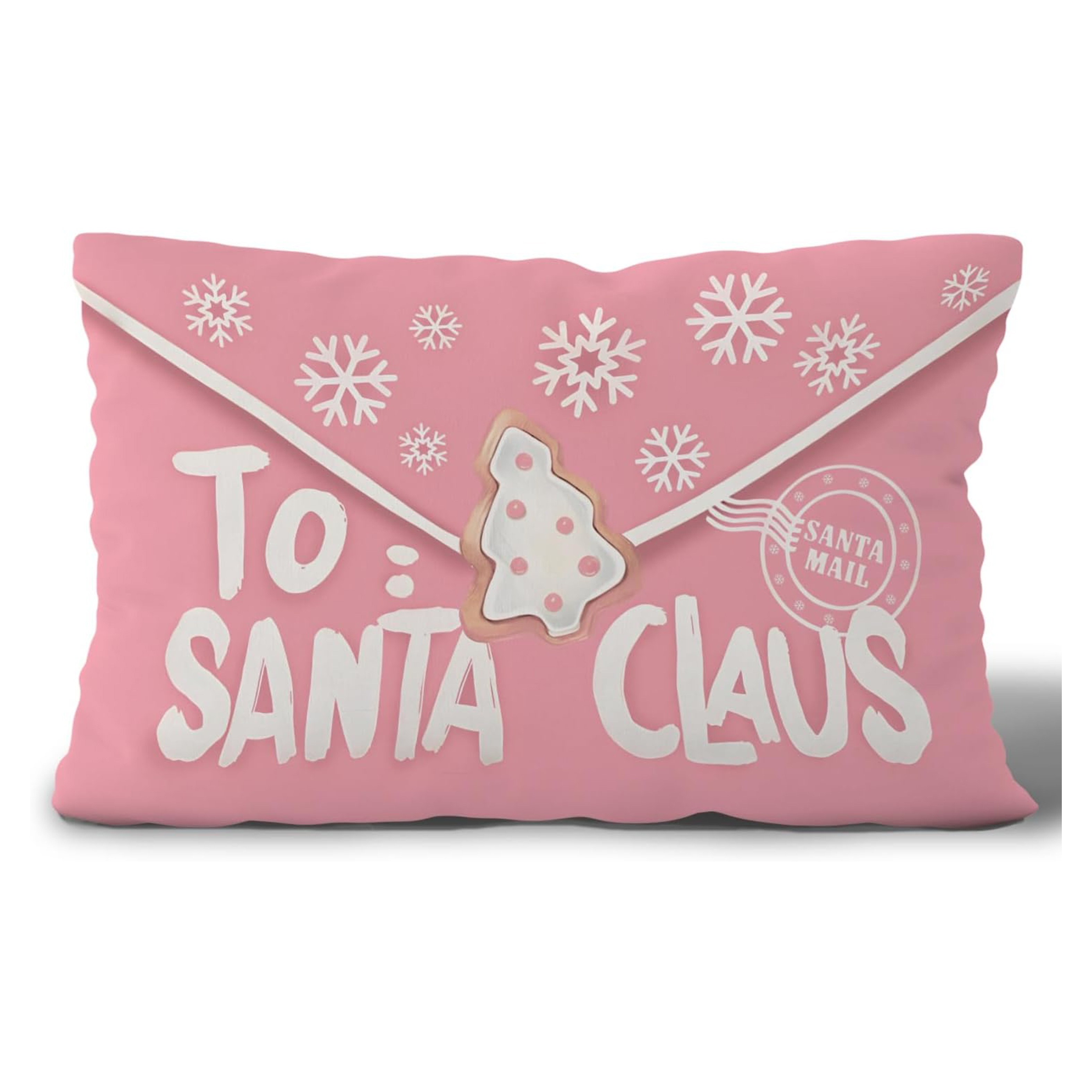 

1pc Contemporary Style Christmas Pillow Cover, 12x20 Inch Polyester Pink Santa Claus Design With Zipper Closure, Machine Washable, Decorative Throw Pillowcase For Home Decor - Single Side (no Insert)