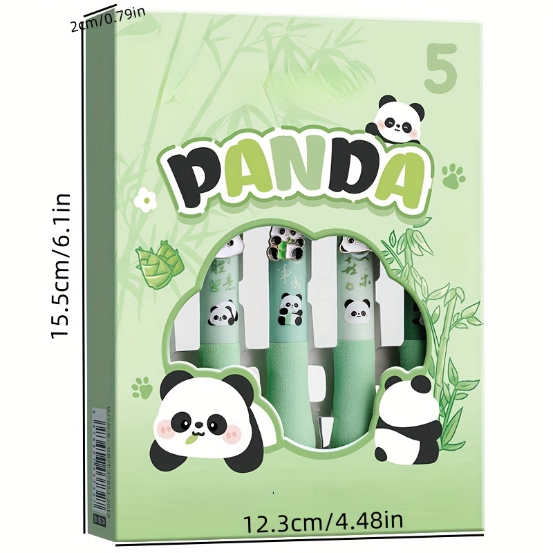 5-Pack Cute Capybara & Panda Gel Ink Rollerball Pens Set with Medium Point, Quick-Drying and Lightweight Plastic Pens with Stress-Relief Stickers for School, Office, and Home Use