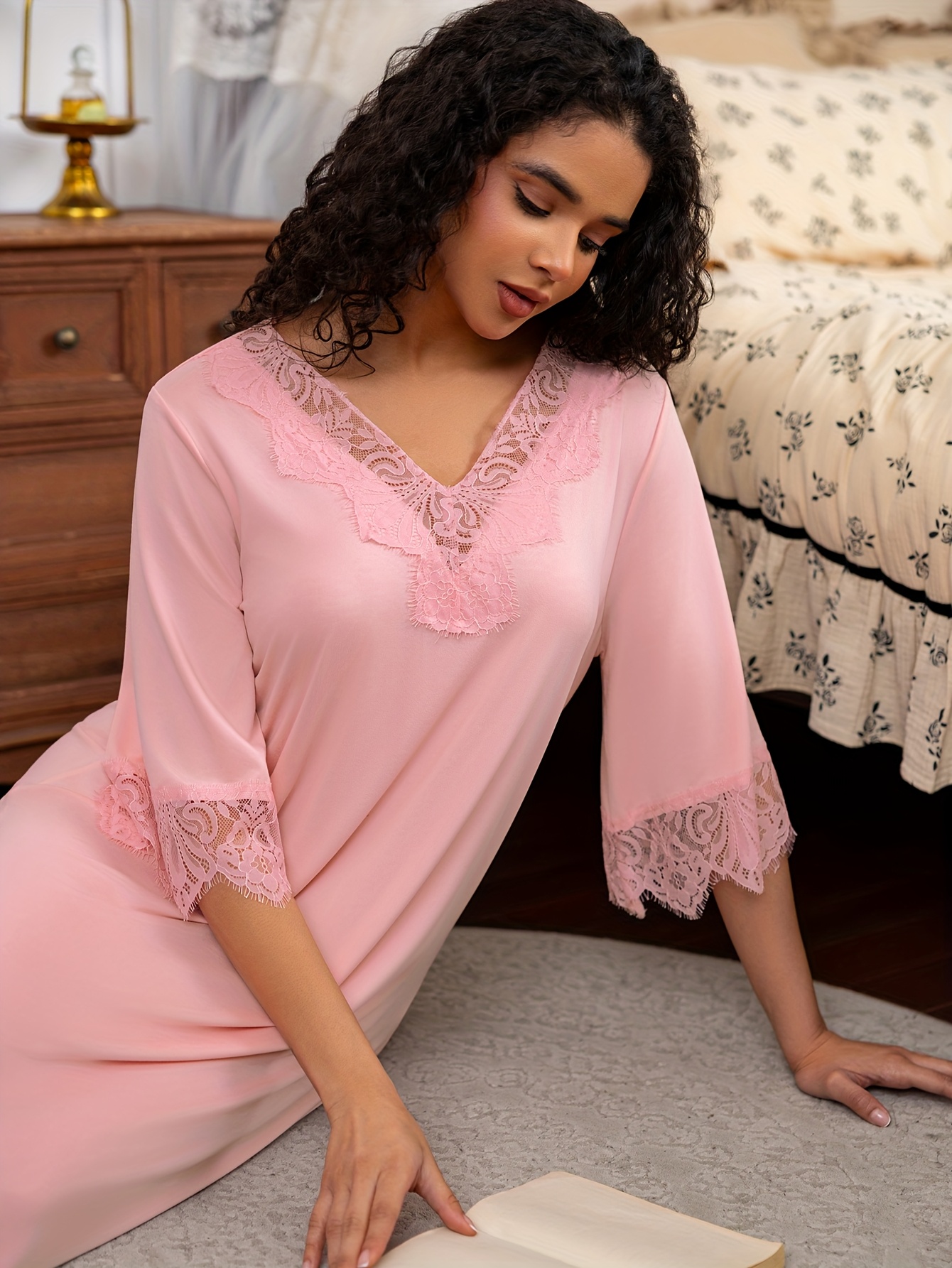 chinese dress ladies Blush Heritage Cotton Flannel Embroidery Waltz Nightgown