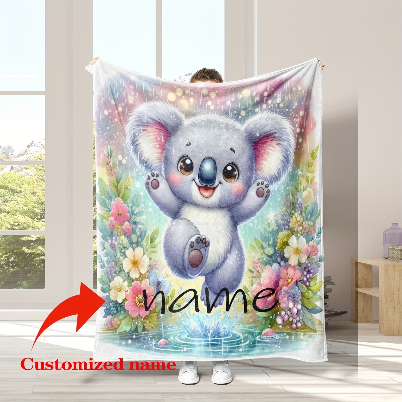 

Customizable Flannel Throw Blanket With Adorable Animal Print - Personalized Names, Ideal For Boys & Girls, Family Members, And Friends - Comfortable And Versatile For Home, Office, And Travel