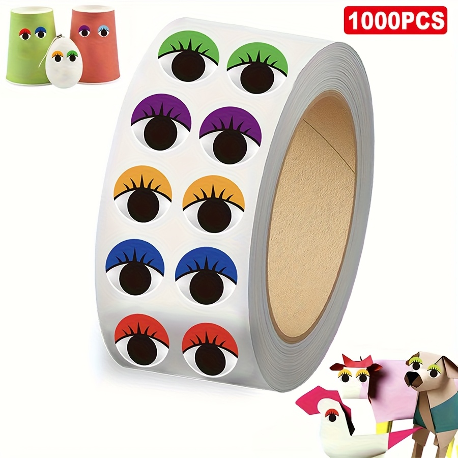 1000pcs Eye Stickers Roll - 20 Colors Eyelash Design Self-adhesive Stickers For Scrapbooking, Journals, Diy Projects, Packaging, Gift Sealing, Planners & Creative Label Decoration