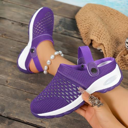 womens mesh slip on clogs with air cushion breathable lightweight for indoor outdoor use design versatile slippers breathable mesh shoes eva cushioned sole