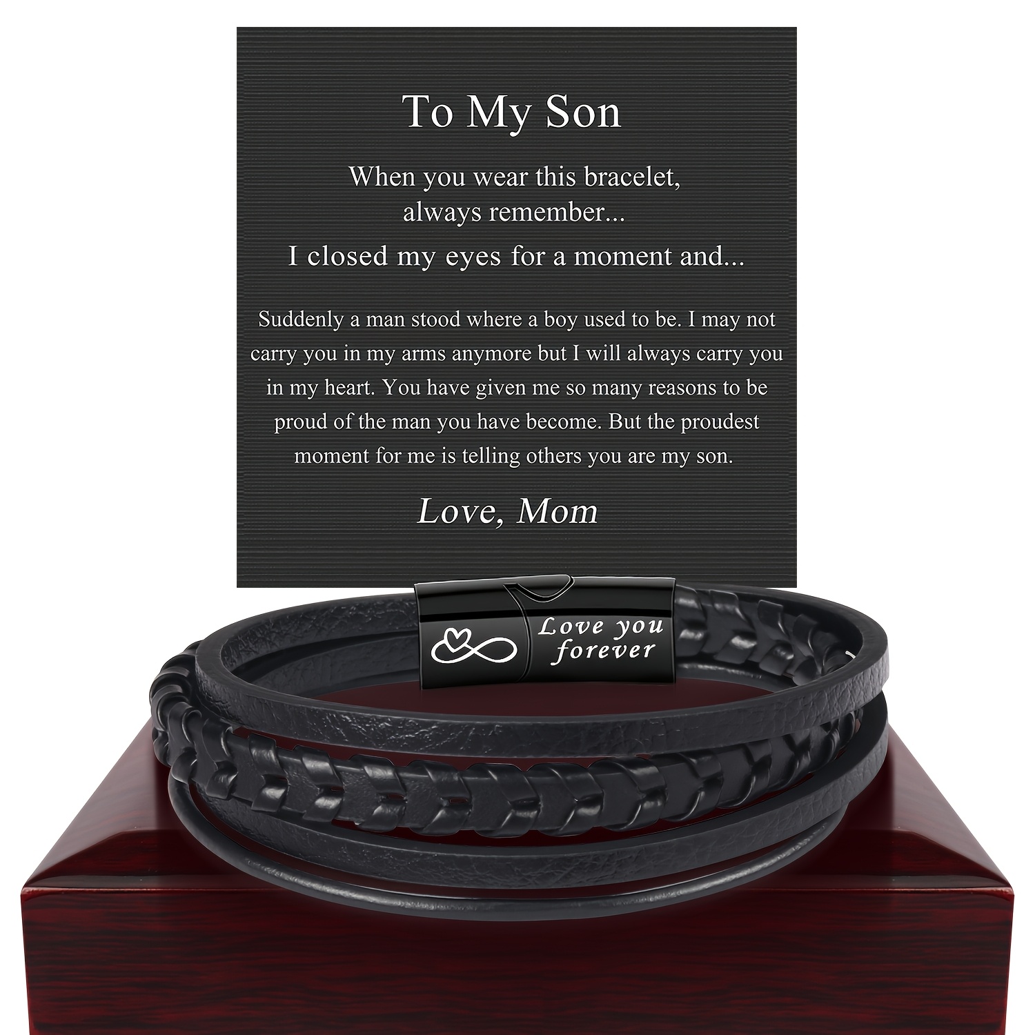 TEMU 1pc Father's Day Gifts For Dad Elegant Bracelet - For Men, Gift-ready Packaging, Suitable For Daily Use, Father's Day, , Vintage Men's Handmade