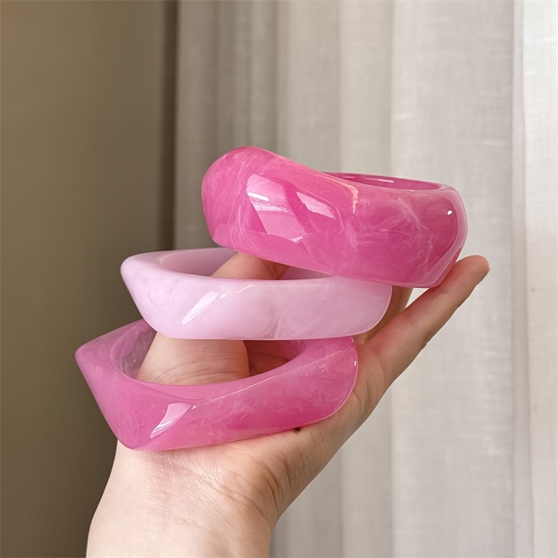 3pc Fashionable Elegant Pink-Toned Bracelet Set