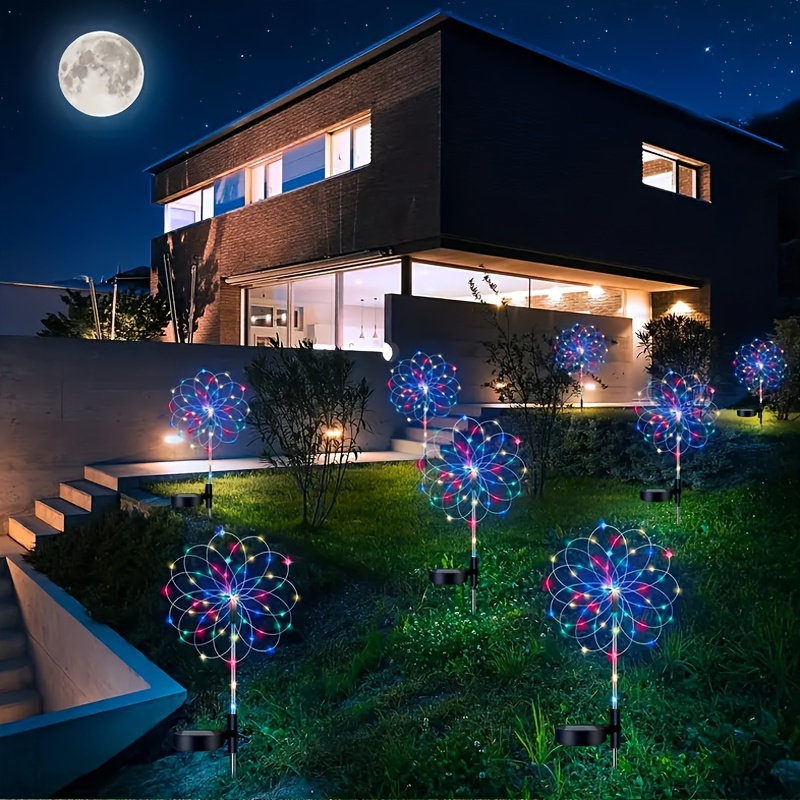 solar powered dandelion firework lights brass copper wire string for outdoor garden yard decor easy install outdoor solar lights for yard garden decorations solar lights details 2