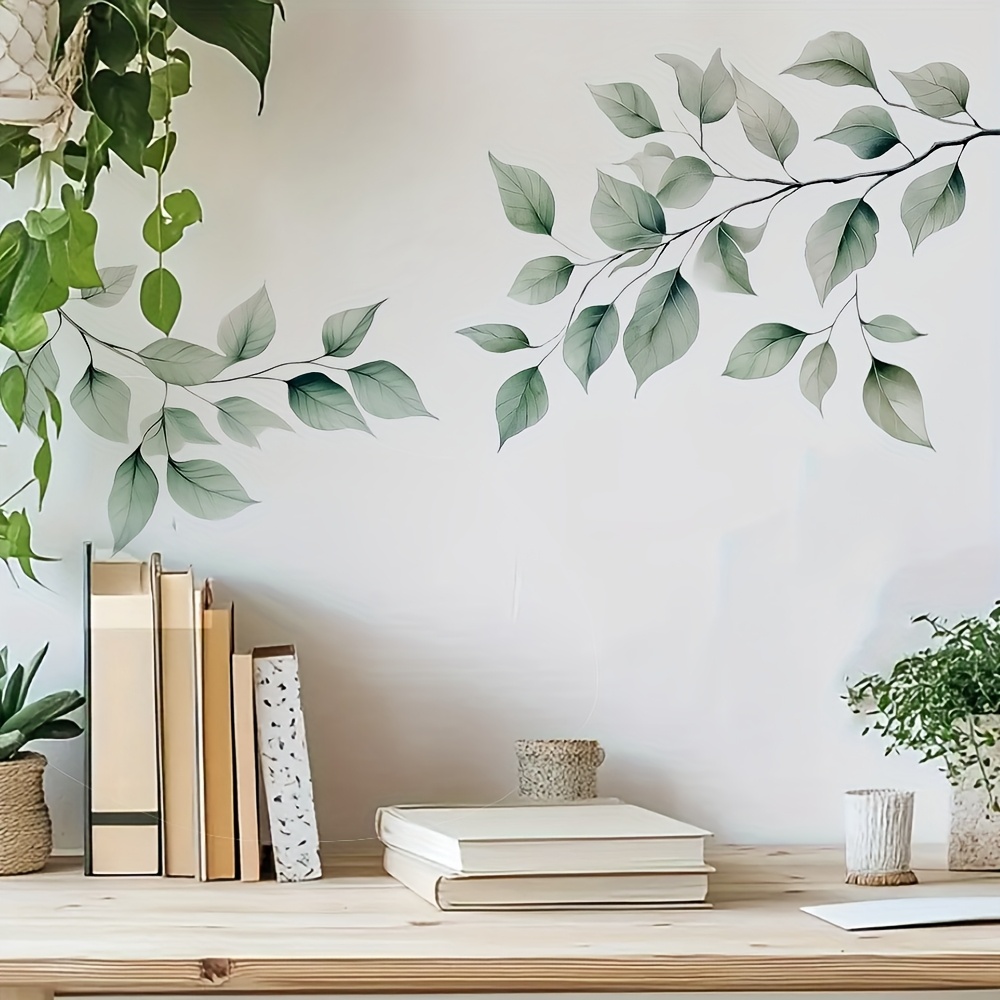 Image of 1pc Self-adhesive Ivy Leaves Wall Sticker, Contemporary Style, Pvc Material, For Bedroom, Living Room, And Entryway Decor