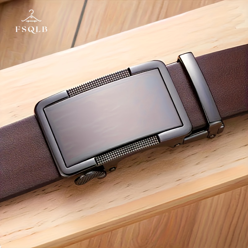 High Faux Leather Belt with Automatic Buckle