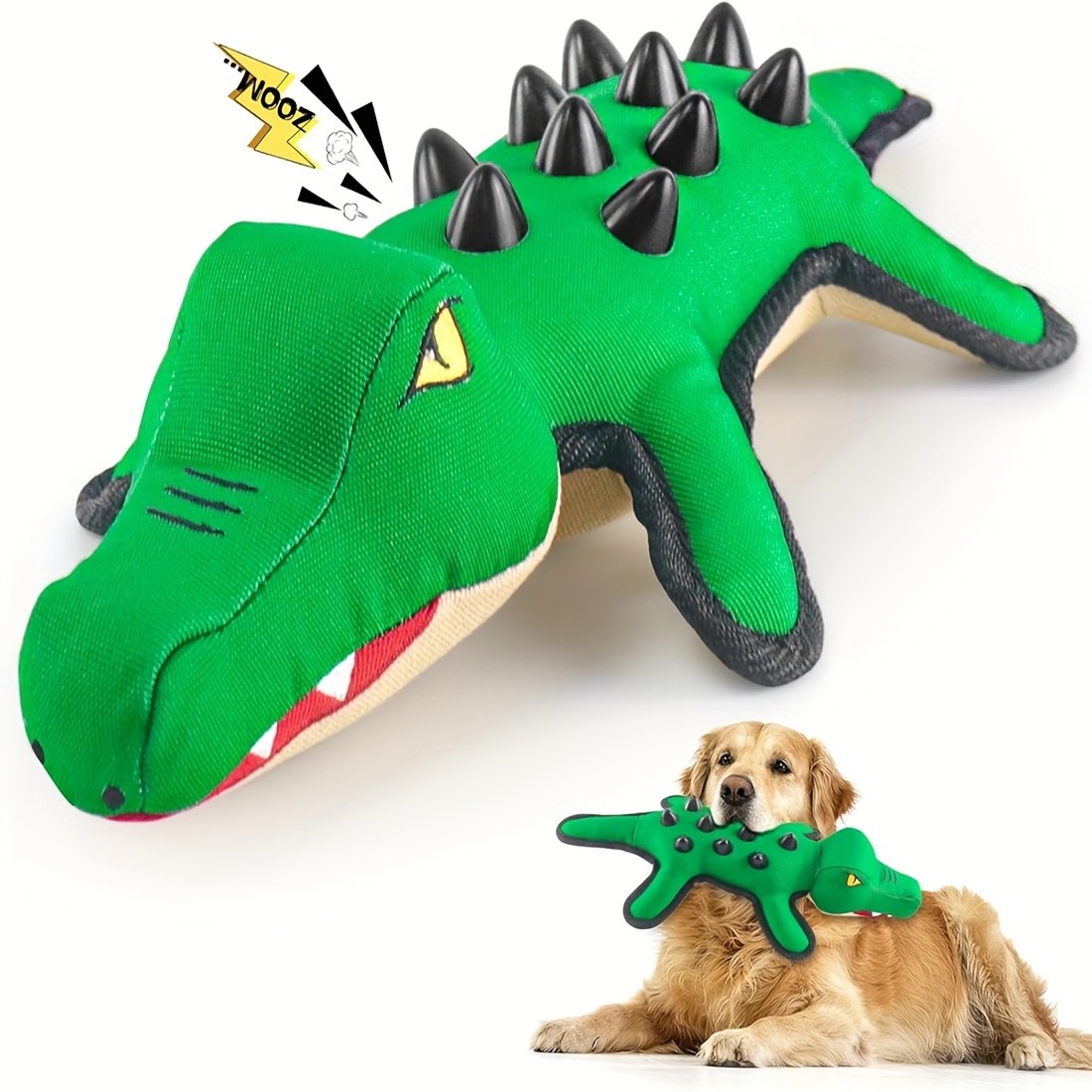 

Interactive Squeaky Crocodile Dog Toy, Canvas Material, Upgraded Stuffed Animal For Teething Puppies, Boredom & Busy Engagement, With No Battery Needed For All Breed Sizes