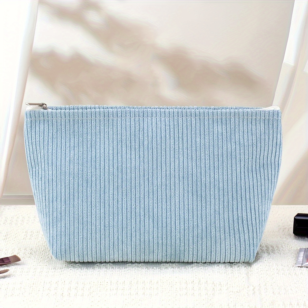 

Nylon Cosmetic Bag, Unscented Non-waterproof Corduroy Makeup Pouch, Fashionable Clutch Organizer For Travel And Daily Use