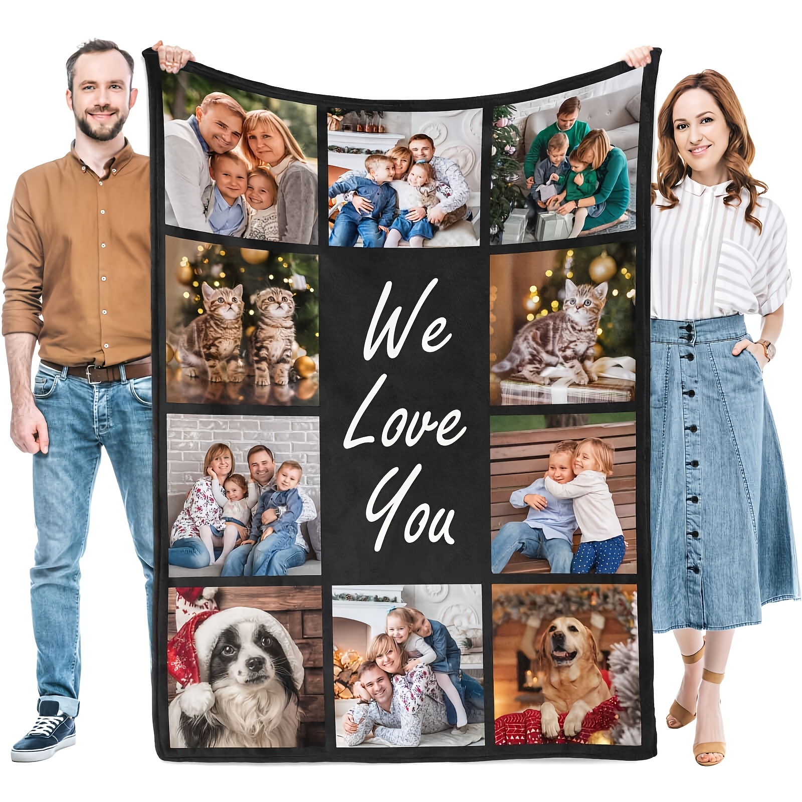 

Personalized Christmas Photo Blanket - Perfect Gift For Men, Women, & Grandparents - Soft Flannel, Machine Washable, , Custom Picture, Birthday And New Year Gifts, Anniversary