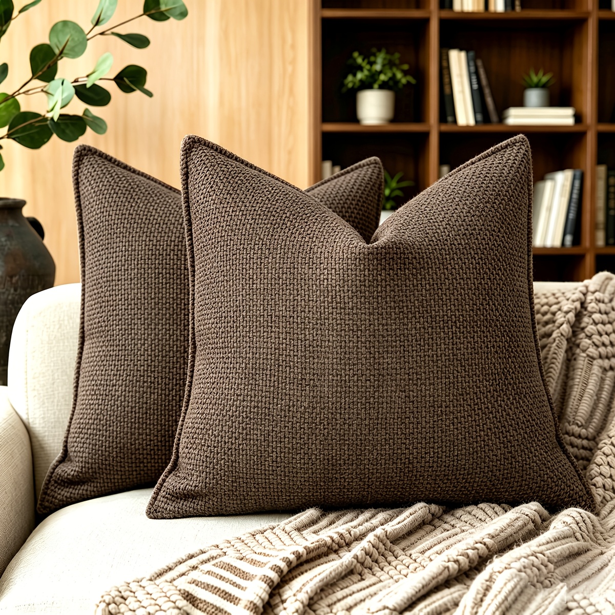 TEMU 2pcs, Housses de coussin en chenille douce texturée, Housses de coussin décoratives pour salon, chambre à coucher, canapé, coussin de décoration