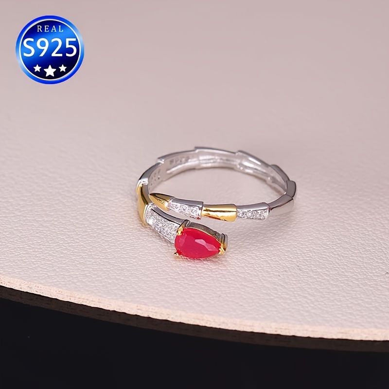 S925 Silver Rose Cut Synthetic Gemstone Ring Gift Boxed