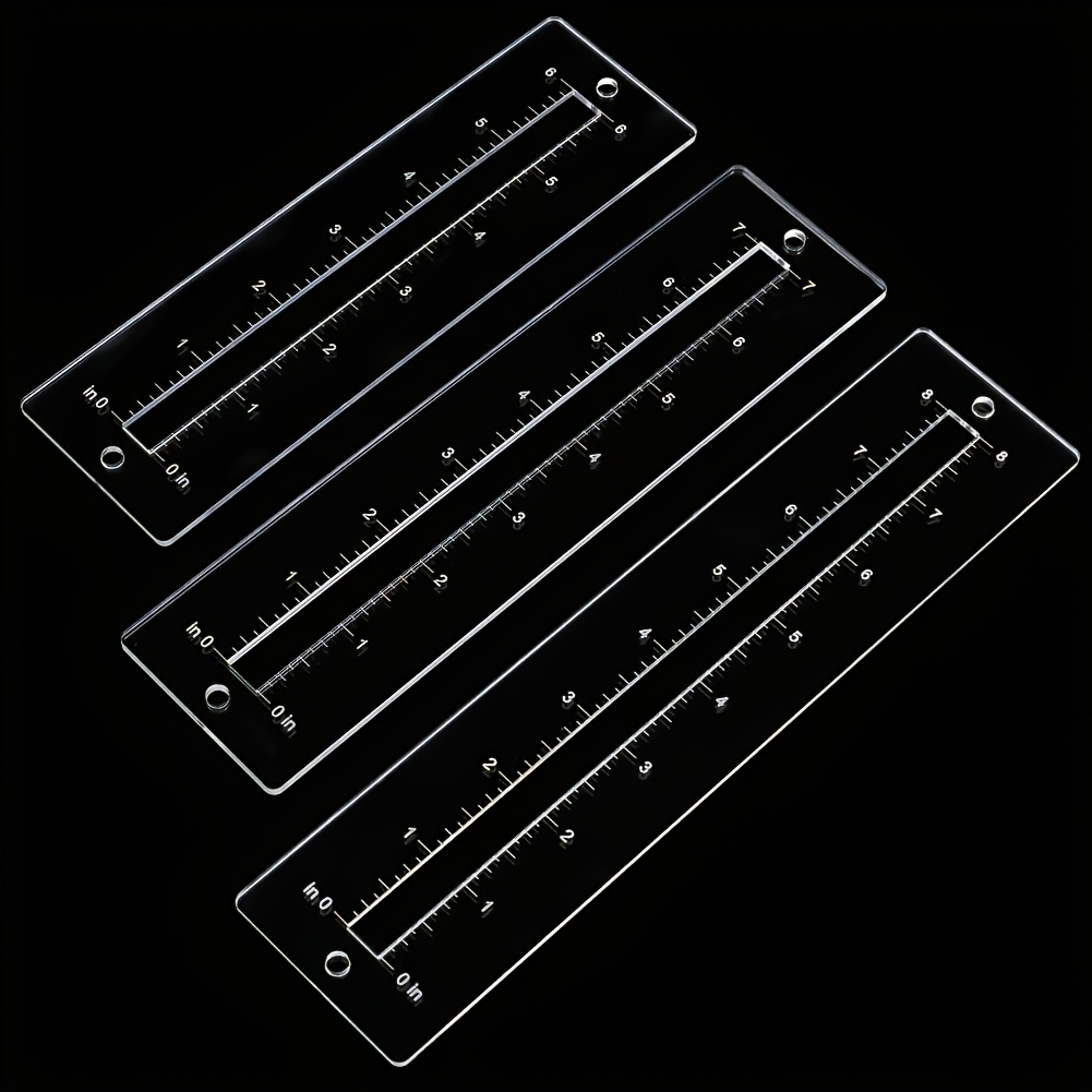 TEMU 3pcs Clear Acrylic Pocket Ruler Template Set With Scale & Guides - Suitable For Diy Bag Making, Quilting Tools For Beginners, Sewing Ruler For