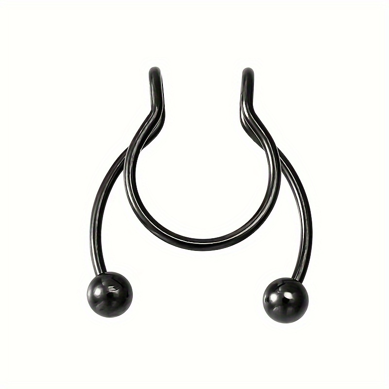 TEMU 1/5pcs Fake Nose Piercing Clip Nose Ring Hoop Septum Rings Stainless Steel Colorful No Piercing For Women Men Body Jewelry