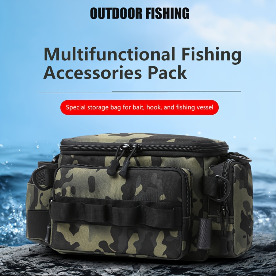 YVLEEN Sling Fishing Tackle Bag - Newest Design Fishing Waist Pack,  Mulitple Outdoor Fishing Storage Bag with Free Switch Cross Waist,  Water-Resistant