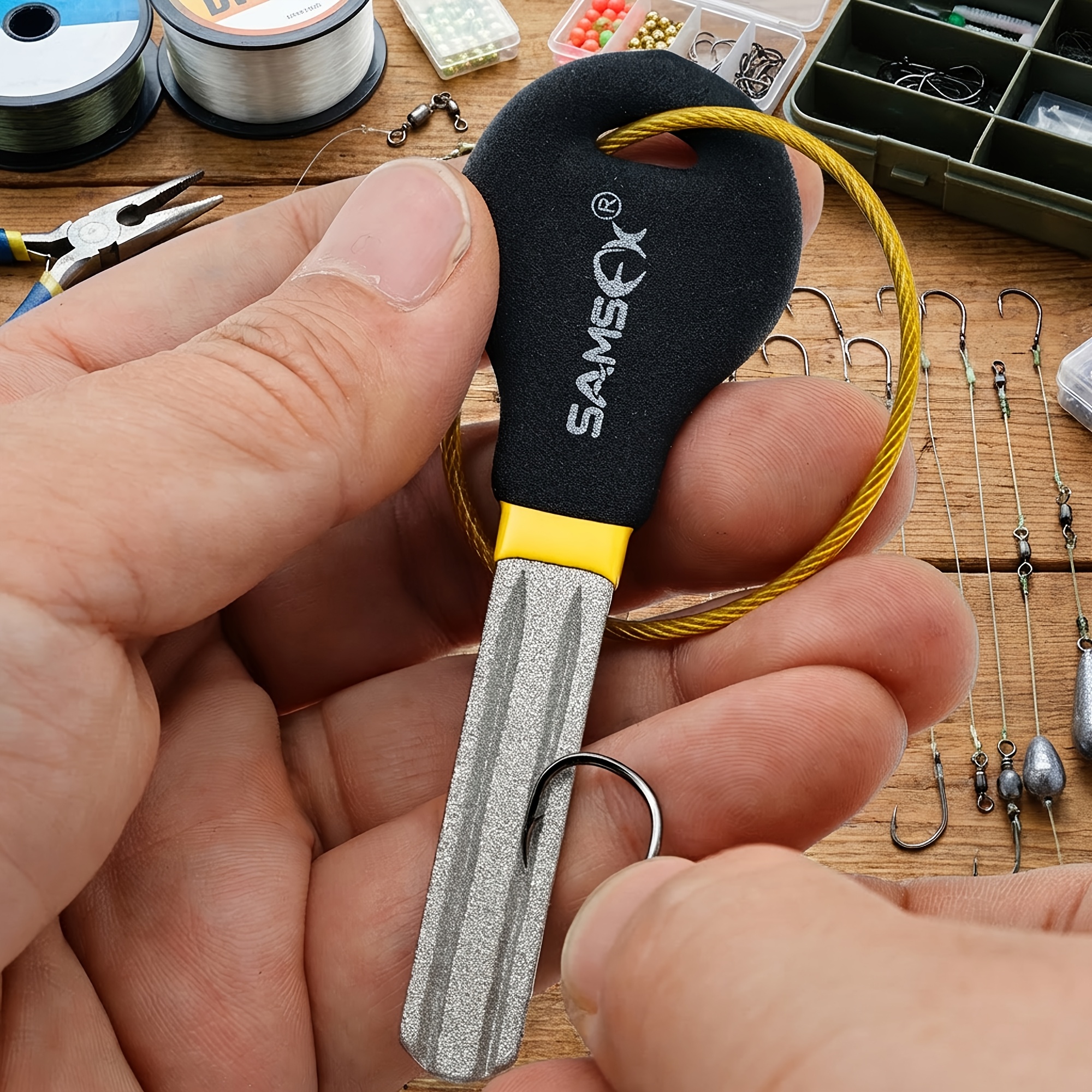 fishing hook sharpener 3 slots sides hook file - Temu