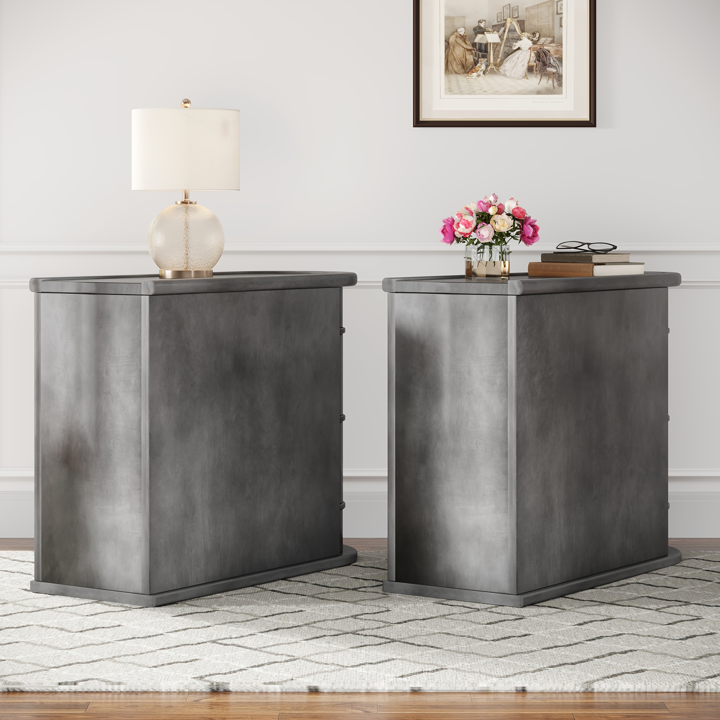Compact 2-Drawer Wood End Table - Fully Assembled, Sturdy Finished Back Design with Spacious Storage, Ideal for Small Spaces And Chairside Use with Mid-Century Modern Style And Durable Hardwood Material