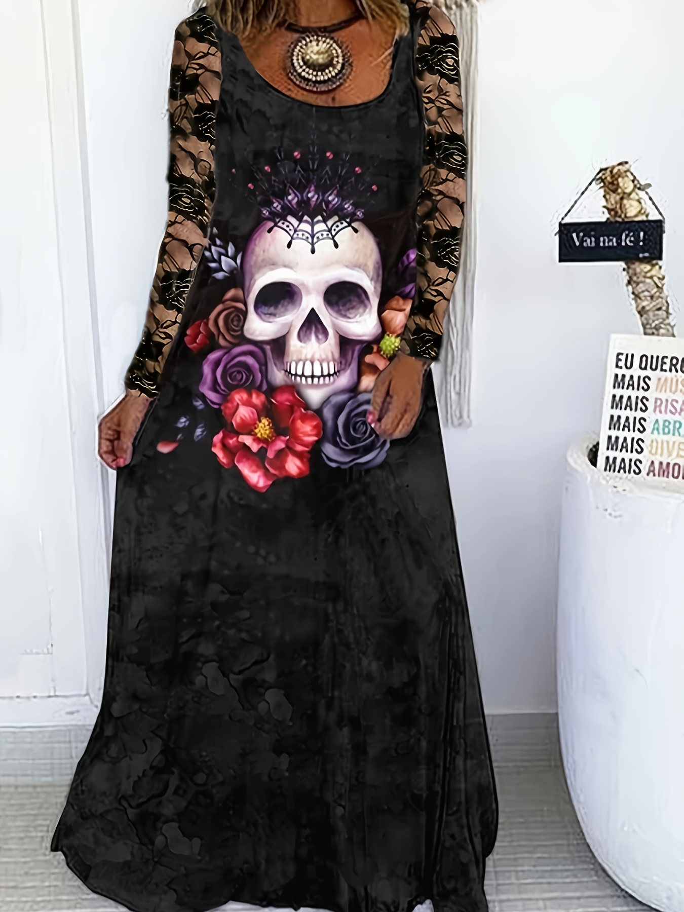 gothic zwart jurk in grote maten met hartuitsteksel en Temu