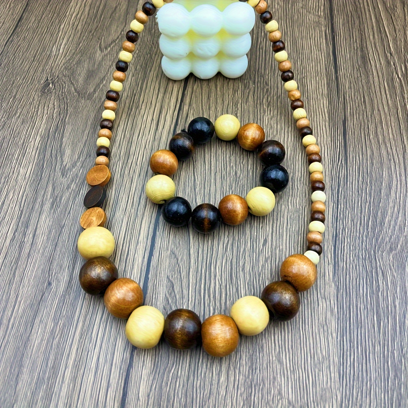 

Wooden Necklace And Bracelet Set, Women' Jewelry, ,