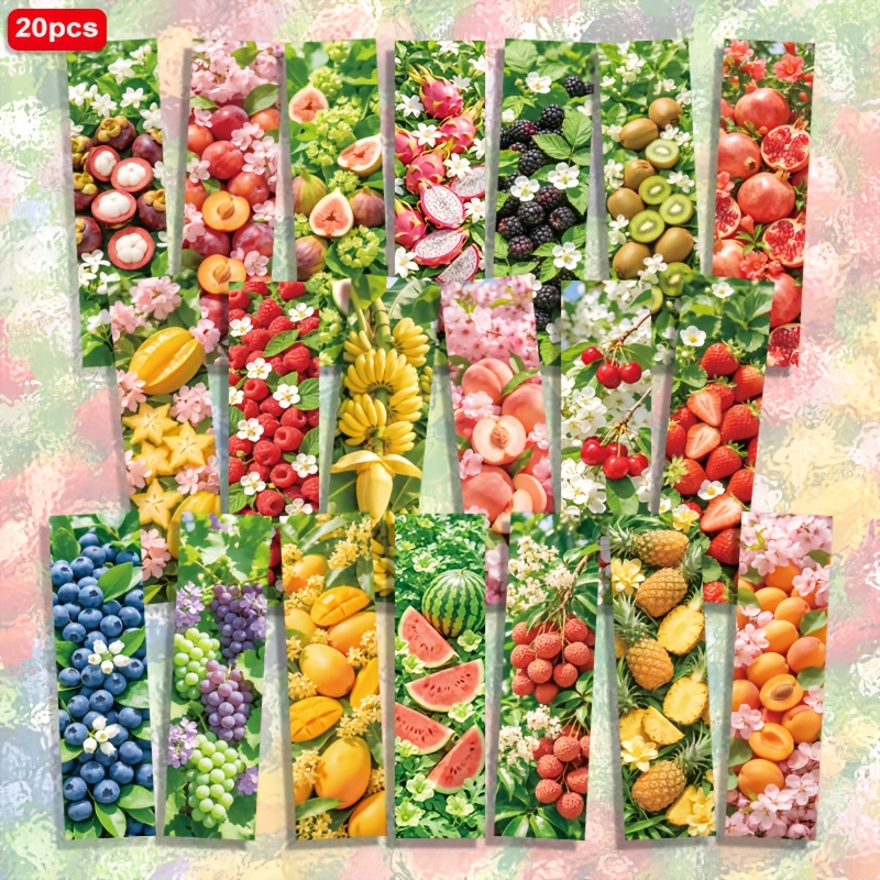 TEMU 20 segnalibri stampati 2D con motivo : , ciliegie, , ananas, fichi, pesche, e uva, 1.5In X 5.9In, segnapagina per quotidiana, decorazione per