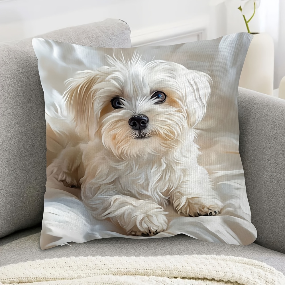 

1pc Short Plush Pillow Cover Double-sided Printed 18x18 Inches, Zipper Closure, Christmas Gift, Christmas Decoration, No Pillow