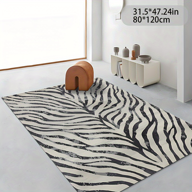 

Luxurious Faux Cashmere Zebra Area Rug - Large, Non-slip & Machine Washable For Living Room, Bedroom, Study - Indoor/outdoor Use, Camping, Rvs, , Picnics, Malls, Patios