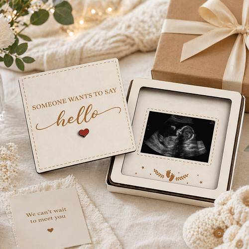wooden ultrasound photo display frame to creative surprise card pregnancy announcement keepsake decor family memorial gift tabletop ornament photo props