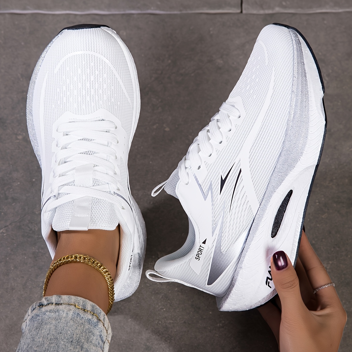 TEMU Women's Lightweight Running Shoes - Gym, Jogging, Walking - Women's Sneakers, Jogging Footwear, Sleek Sporty Design, Breathable Fabric Upper
