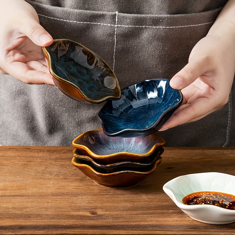 4 6pcs kiln transformed japanese   dish flavor dish vinegar dish   creative glaze underglaze small plate seasoning and pickles set Product details 4